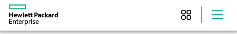 HPE Global Header which features HPE logo on the far
left, navigational elements in the center, and a menu dropdown on the far
right.